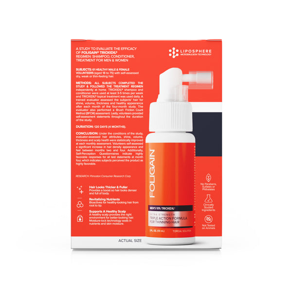 FOLIGAIN Triple Action Complete Formula For Thinning Hair For Men 10% Trioxidil - FOLIGAIN EUROPE
