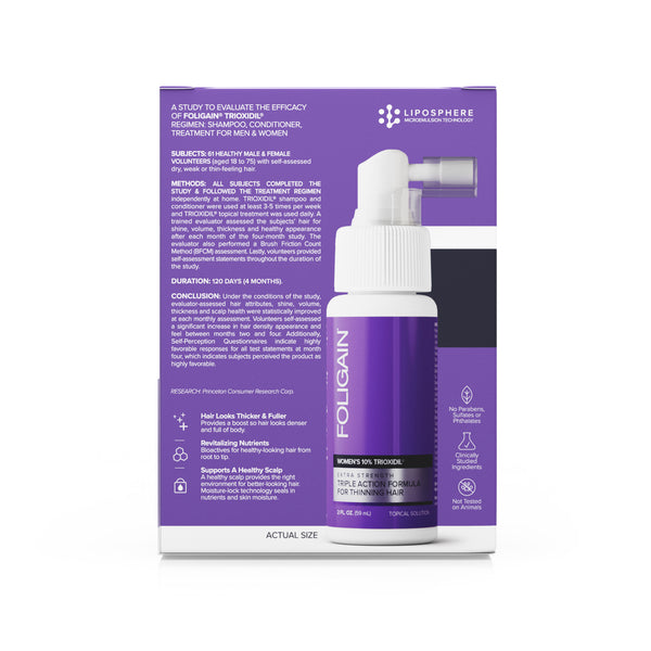 FOLIGAIN Triple Action Complete Formula For Thinning Hair For Women with 10% Trioxidil - FOLIGAIN EUROPE