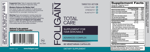 FOLIGAIN TOTAL CARE Supliment pentru subțierea părului, piele și unghii 60 capsule vegetariene