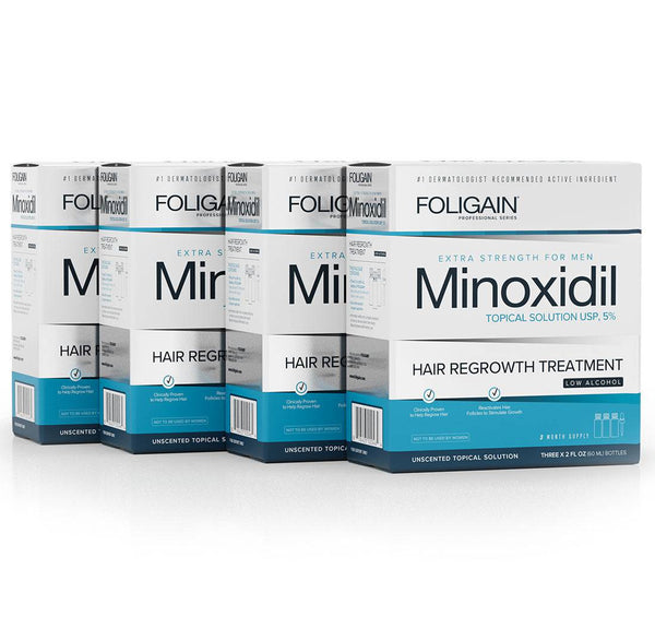 FOLIGAIN Low Alcohol Minoxidil 5% Hair Regrowth Treatment For Men 12 Month Supply - FOLIGAIN EU