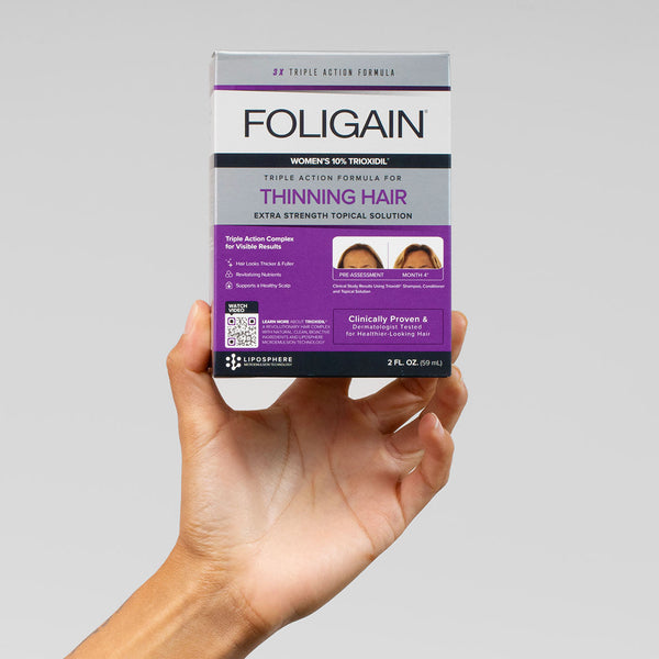 Formula completă FOLIGAIN Triple Action pentru rărirea părului pentru femei cu 10% trioxidil